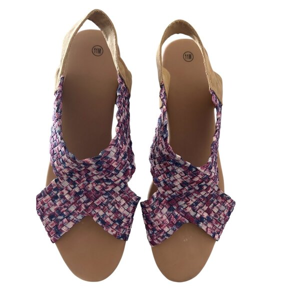 Woven Multicolor Sandals With Slingback Strap 11M - Picture 3 of 7